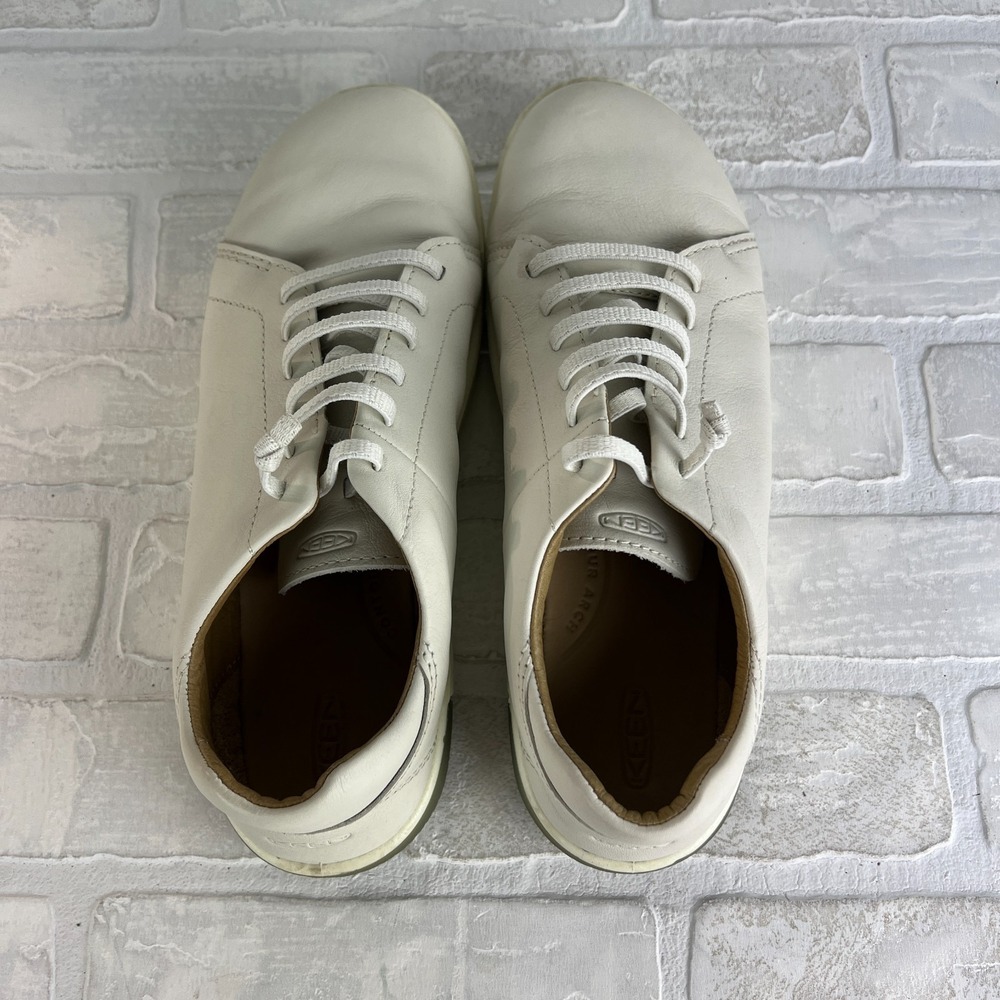 Keen KNX Leather Sneakers Womens 11 White Minimalist No Tie Lace Casual Neutral - Picture 9 of 14